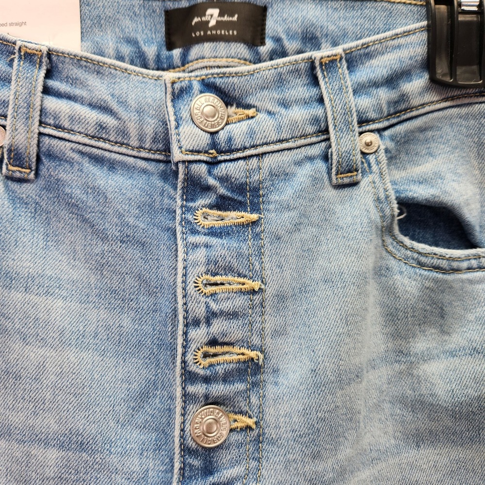 7 For All Mankind Jeans Women Size 29 High Waist Cropped Straight Leg Distressed - Picture 3 of 9
